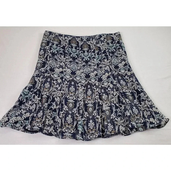 Pendleton Skirt Women 18 Blue Floral Lined A-Line Flowy Crinkle Silk Overlay - Picture 2 of 16